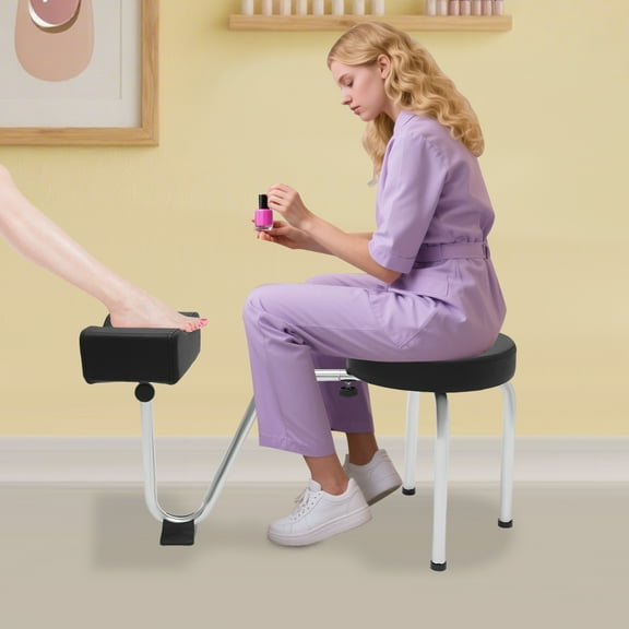 Adjustable Pedicure Stool with Footrest - Ergonomic and Comfortable Design for Manicurists, Pedicurists, Tattoo Artists, and Home Use