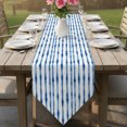 thumbnail image 6 of Blue Stripes Table Runner Linen Burlap Table Runner 72 Inches Long Striped Modern Art Farmhouse Dresser Scarves for Kitchen Island Coffee Dining Room Party Wedding Banquet Holiday Decoration 18"x72", 6 of 8