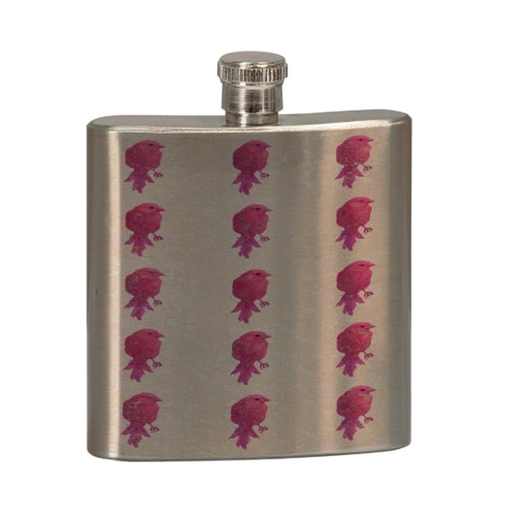 KuzmarK 6 oz. Stainless Steel Pocket Hip Liquor Flask - Birds Pink Painting