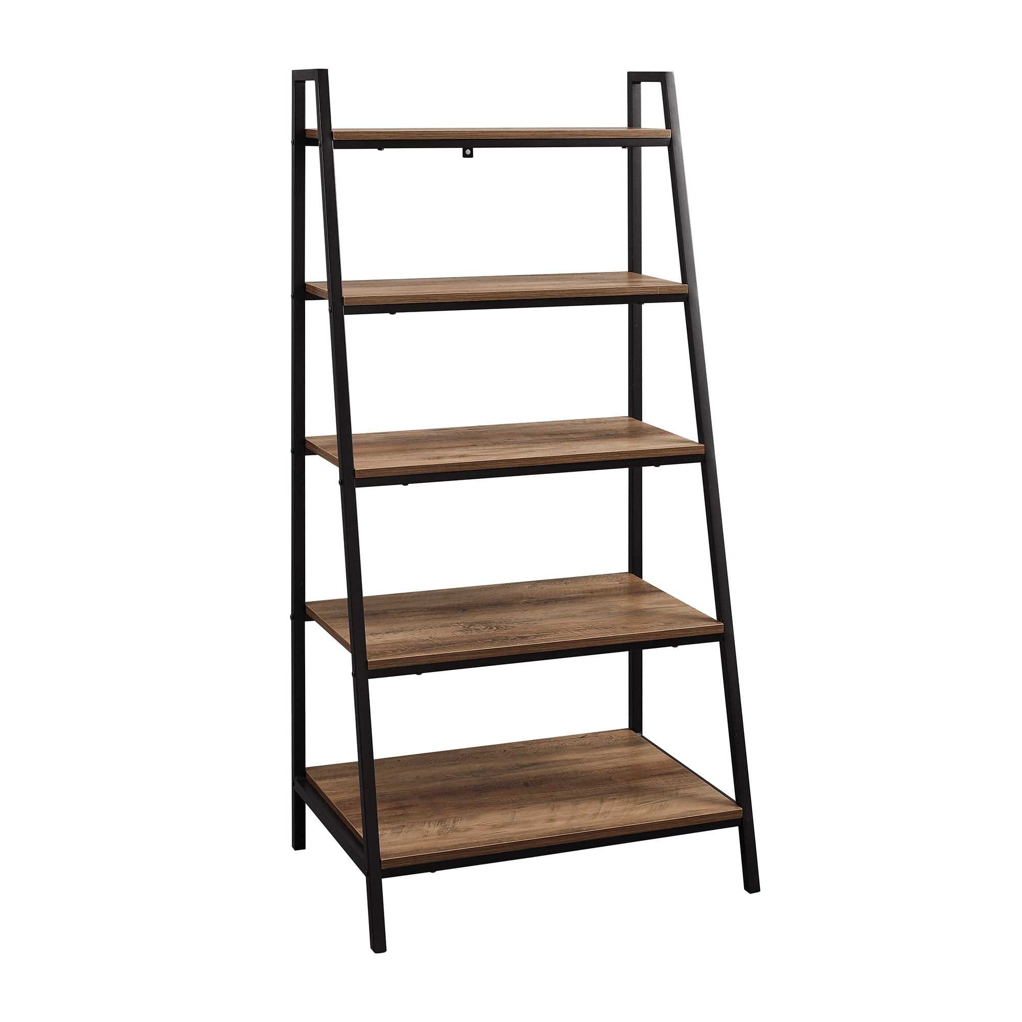 Manor Park Modern 5-Shelf Ladder Bookshelf, Reclaimed Barnwood
