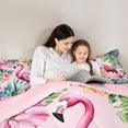 thumbnail image 5 of jejeloiu Soft Flamingo Flowers 7-Piece Twin Bedding Sets Kids,Tropical Botanical Leaves Bedding Comforter Set For Girls,Reversible, 5 of 7