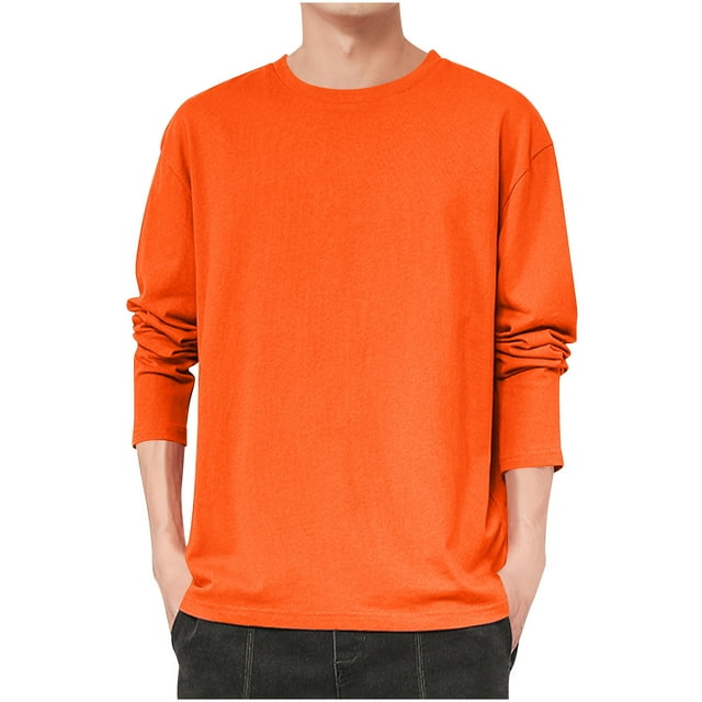 zbxnLI T-Shirts à Manches Longues pour Hommes T-Shirts Classiques Unis Col Ras du Cou Chemises Amples Décontractées pour Hommes