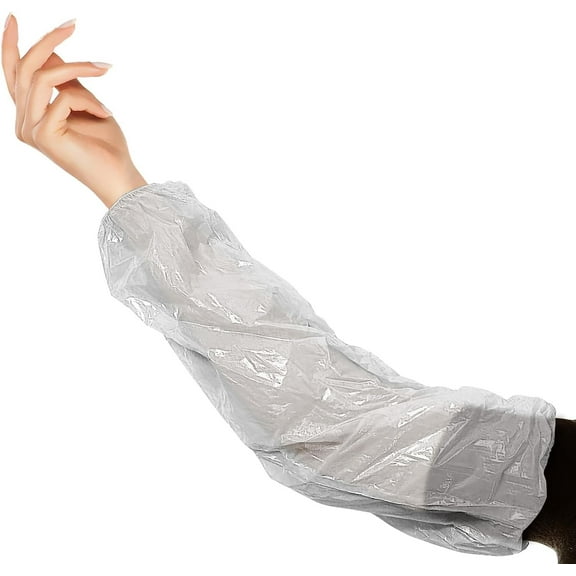 White Disposable Arm Sleeves Covers, 18-Inch. Pack of 1000 Disposable Arm Sleeve Protectors with Elastic Ends, 1 mil. Waterproof Polyethylene Disposable Sleeve Protectors for Arms
