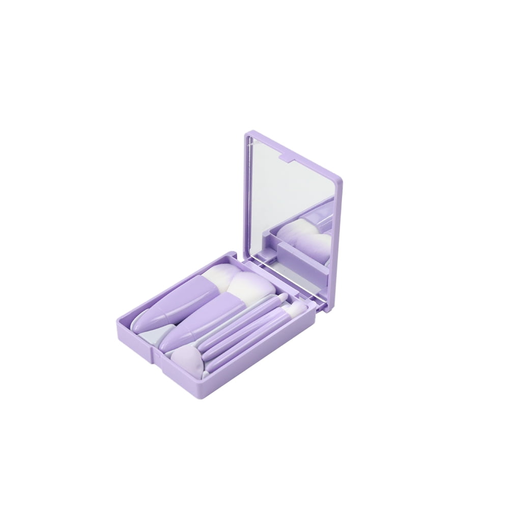 Easy-taken Travel Makeup Brush Set, Easy-taken Travel Makeup Brush Set, 6pcs Mini Complete Function Cosmetic Brushes Kit,1pc sponge (6pcs with mirror)