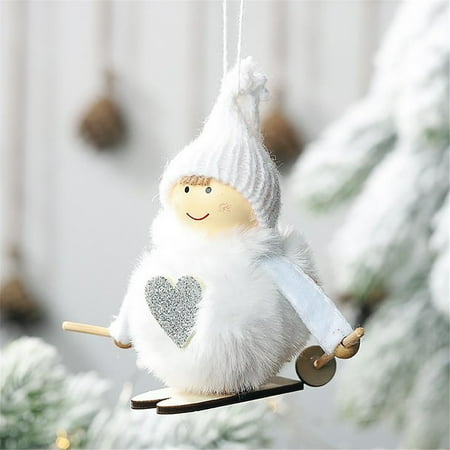 

Dtydtpe Christmas Tree Decoration Hanging Wool Feather Ski Doll Hanging Decorative Hanging Chandelier Parts Frame Tacky Ornament Set Stained Glass Panel Colo for Chandeliers Grapevine Gar