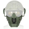thumbnail image 3 of Casco militar táctico para exteriores Airsoft, protección de combate, media cara, protección para los oídos, máscara Conquer (gris), 3 of 3