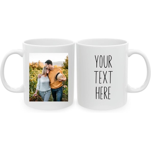 Custom Photo and Text Mug, Personalized Ceramic Coffee Mug with Pictures, Names, or Logo,Unique Gift for Men & Women, Tea Cup Set for Any Occasion (White, 11 Oz)