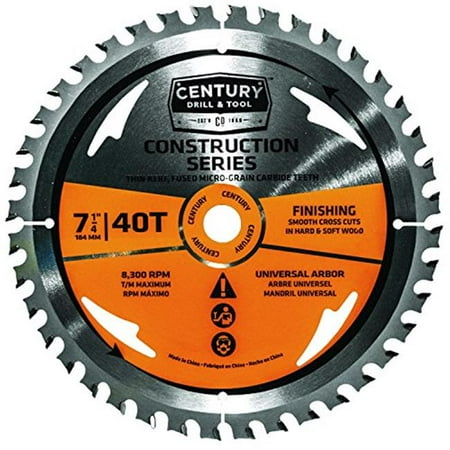 

Century Drill & Tool 13206 7.25 in. 40T Contractor Card Circular Saw Blade