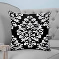 thumbnail image 4 of Pillow Covers 16x16 Set of 2, Baroque Black Throw Pillow Covers Decorative Couch Cushion Cover, Vintage Damask Classic Floral Microfiber Soft Square Pillowcases for Bedroom Living Room Sofa, 4 of 7