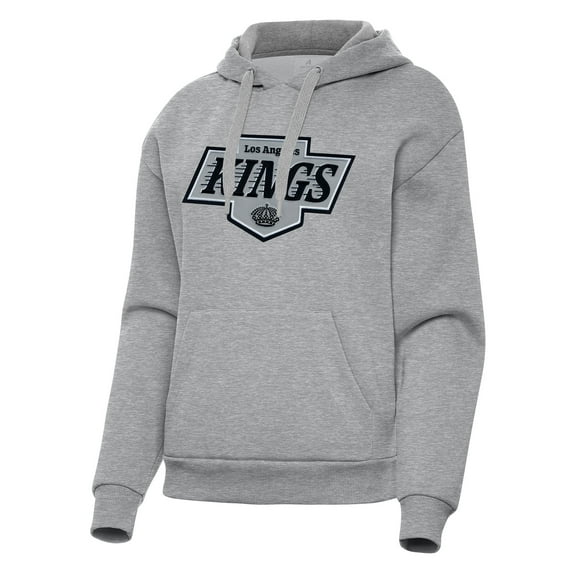Women's Antigua Heather Gray Los Angeles Kings Victory Pullover Hoodie