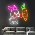 thumbnail image 4 of Handmadetneonsign Rabbit Boxing Carrot Neon Sign, Rabbit Boxer Carrot Led Sign, Happy Easter Neon, 4 of 5