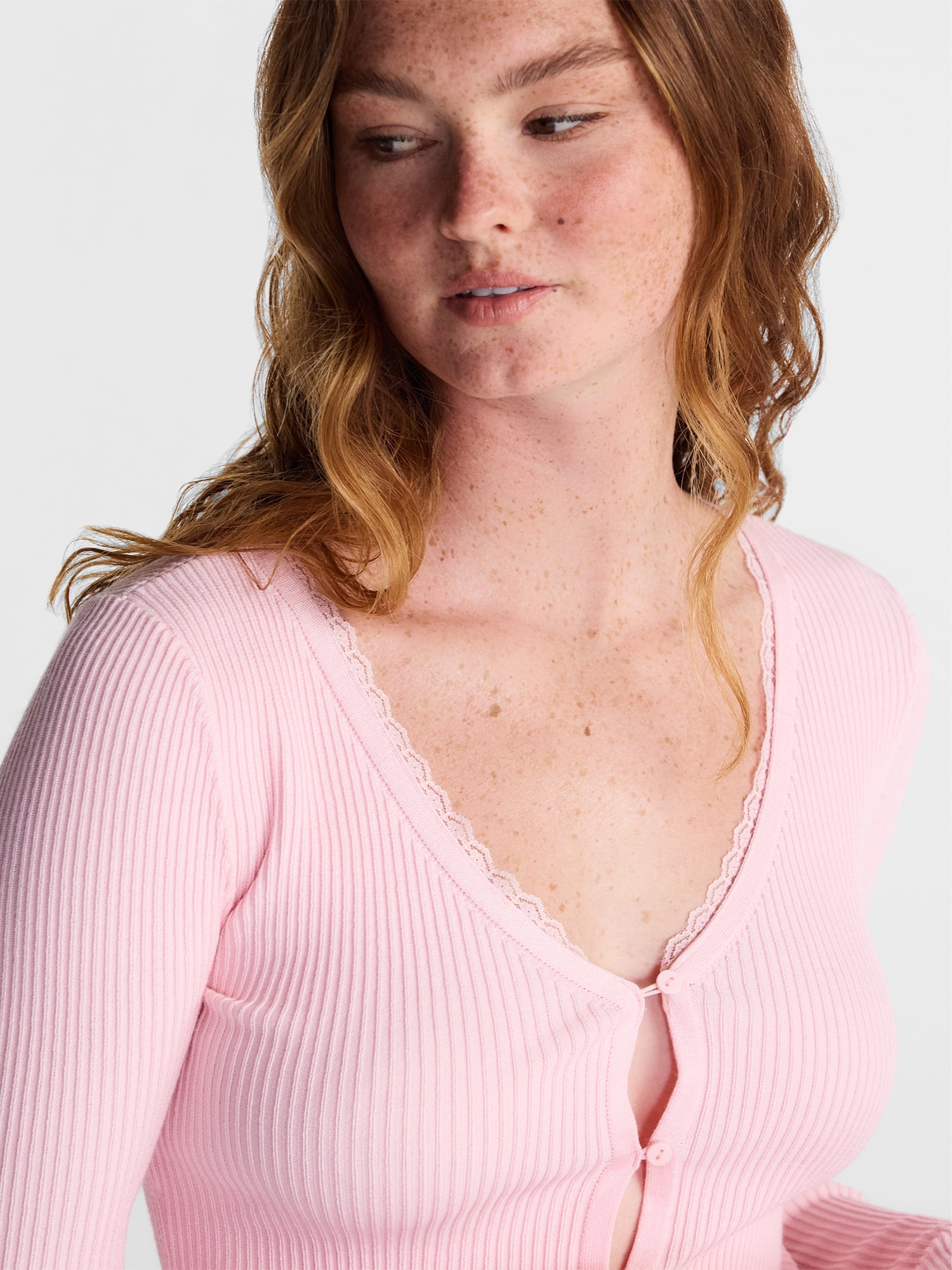 No Boundaries Lace Trim Cardigan, Women's XXS-XXL