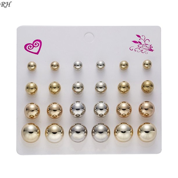 12 par/set de pendientes de perlas simuladas de cristal, accesorios de joyería para mujer, Piercing, bola, kit de pendientes, bisutería brincos Tan Jianjun unisex