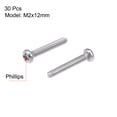 thumbnail image 2 of Unique Bargains M2x12mm Machine Screws Pan Head Screw Fasteners Bolts 30Pcs, 2 of 3