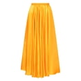 thumbnail image 7 of Doomiva Women Long Satin Retro Maxi Shiny Full Circle Skirt for Flamenco Belly Dancing Dance Yellow 85cm, 7 of 7