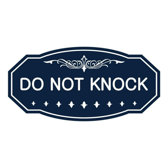 Victorian Do Not Knock Sign (Navy Blue / White) - Large