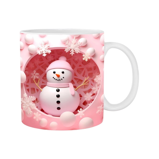 LSLJS Christmas Mug Inflated Snowman Mug, Santa Mug Press Puffy Design 15oz 11oz Coffe Cups
