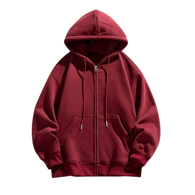 KIHOUT Men's Hoodies Jackets, Moisture Wicking & Breathable, Full Zip Solid Color Hooded Sweatshirt