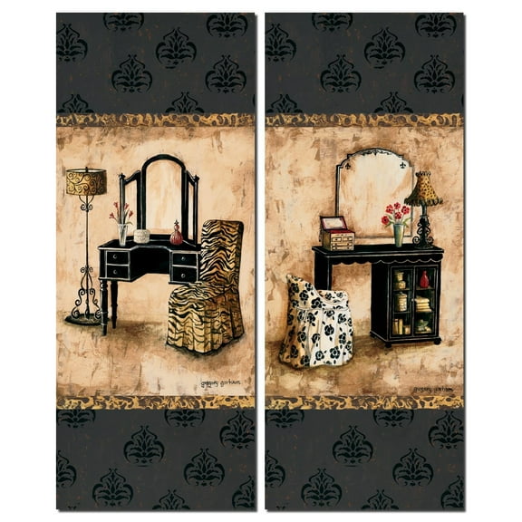 Gango Home Decor Black and Tan Vanity Adult/Teen Panels; 2- 8" x 20" Unframed Poster