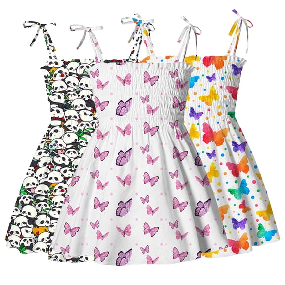 LYMAYTER Toddler Baby Girls Strap Dress Casual Sleeveless Sunflower Princess Dresses Sundress Summer Floral Beachwear Skirt for 1-5T