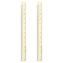 Uxcell 2pcs Straight Ruler 11.81" Metric SAE Aluminum Rulers with Hole White
