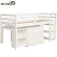 thumbnail image 4 of Bellemave White Twin Size Loft Bed with Rolling Portable Desk, Drawers and Bookshelves for Teen, Versatile Wood Frame Loft Bed with Desk and Storage for Bedroom, 4 of 8