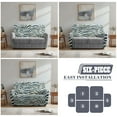 thumbnail image 5 of TSOVTHRID Zebra Stripe Print Loveseat Recliner Cover, 6 Pieces Washable Reclining Loveseat Covers with Elastic Bottom Vintage Sofa Furniture Protector for Pet Dog, 5 of 7