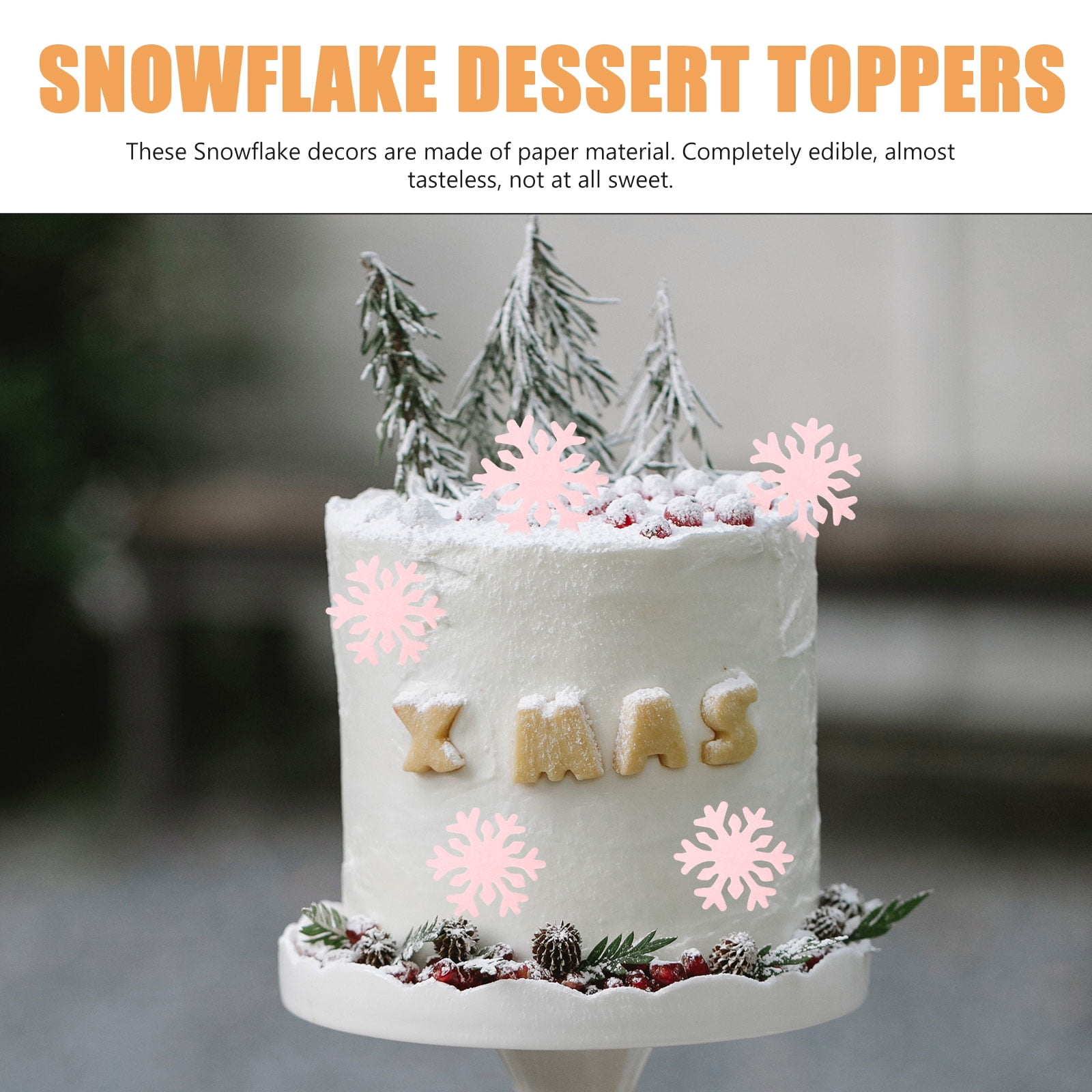 Edible snowflakes for cake decorating 50pcs Edible Snowflakes Cake Decor  Cupcake Toppers Winter Christmas Party Cake Decor 