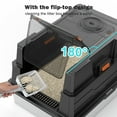 thumbnail image 5 of Stainless Steel Litter Box with Lid, Extra Large Enclosed Metal Cat Box, Front Entry Top Exit Kitty Litter Box with Litter Scoop and Litter Mat, Black, 5 of 9