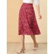 thumbnail image 4 of Falda midi de una línea con estampado floral para mujer Allegra K Faldas vintage de gasa de verano rojo M, 4 of 6