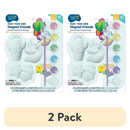 (2 pack) Hello Hobby Paint Your Own Magnet Friends, Child Craft Kit