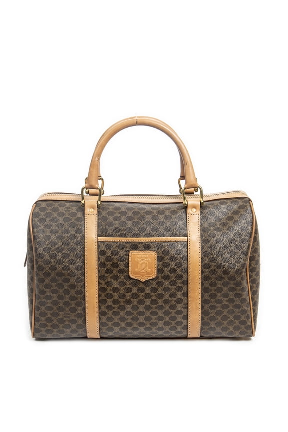 Pre-Owned Celine Brown Vintage Small Boston Handbag Macadam Coated Canvas