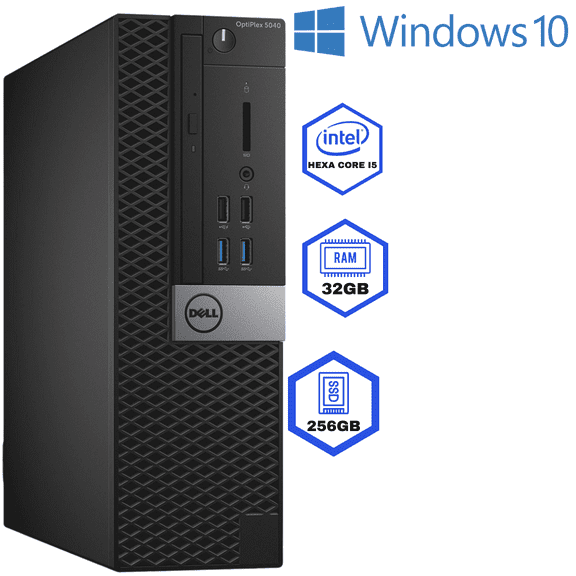 Pre-Owned Dell Optiplex 5040 Desktop Computer | Quad Core Intel i5 (3.2) | 32GB DDR3 RAM | 250GB SSD Solid State | Windows 10 Professional | Home or Office PC