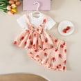 thumbnail image 2 of Kids Girls 2 Piece Outfit Set, Strawberry Print Pink Short Sleeve Top & Ruffled Shorts, Summer Play Clothes 6-9M to 3-4T,Size 12-18 Months, 2 of 8
