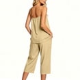 thumbnail image 5 of VBVC Women's 2 Piece Cropped Loungewear Set,Adjustable Strap Cami Top and Capri Pants for Women,Ladies Casual Summer Home Vacation Outfit with Pockets,Khaki,S-2XL, 5 of 9