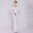 thumbnail image 1 of Vestido de noche con cuentas y flores para mujer, elegante vestido de fiesta de manga larga con lentejuelas y cola de pez Aura Queen, 1 of 1