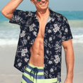 thumbnail image 5 of Lsque Retro Flower pattern Hawaiian Shirt for Men, Unisex Summer Beach Casual Short Sleeve Button Down Shirts-Small, 5 of 9