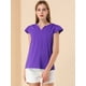 thumbnail image 2 of Camiseta Manga Tulipán Allegra K Cuello En V Básico Mujer Púrpura L, 2 of 6