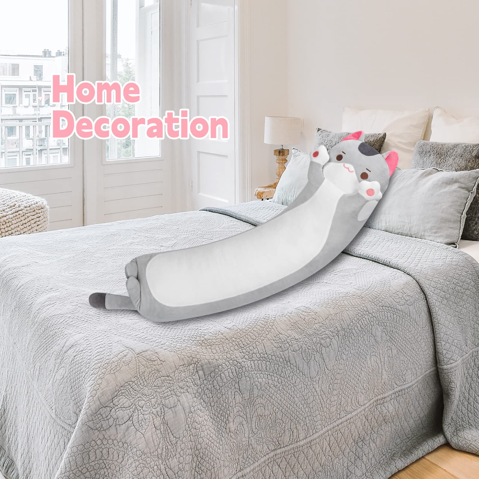 Oreiller Peluche Chat Noir Mewaii – 130 Cm, Super Doux, Coussin Corporel Kawaii, Cadeau Confort Pour Ado Et Enfant