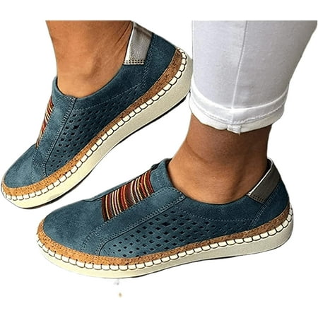 

Sneakers For Women Slip On Memory Foam Canvas Sneakers Low Top Fashion Casual Soft Walking Shoes Flat Loafers