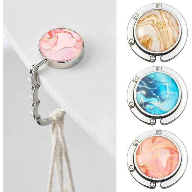 3 Pcs Foldable Purse Hook for Table, Colgador Plegable de Mesa para Bolso de Mano, Soporte de Bolsas de Mesa Portátiles, Strength Alloy Materials Heavy Duty Purse Hook (C)
