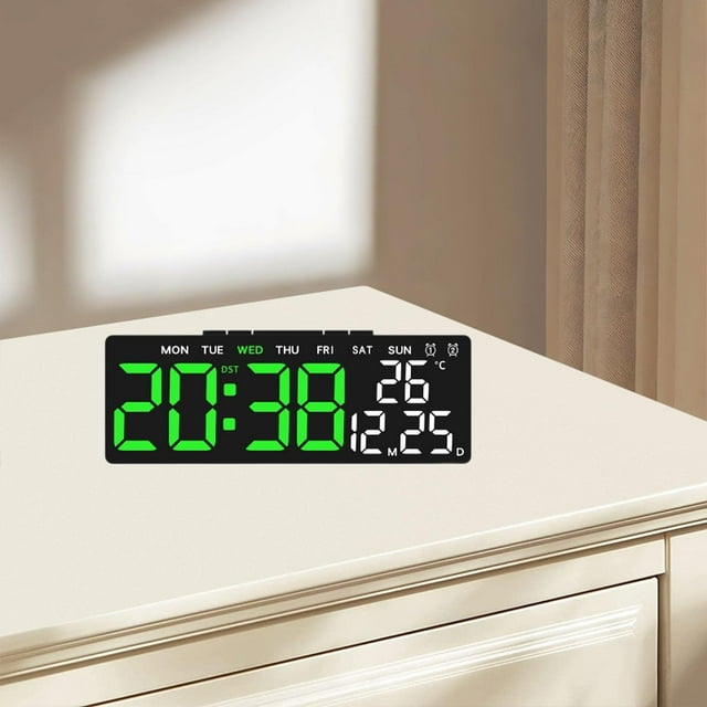 Reloj despertador digital multiusos rectangular para decoración del hogar, reloj digital LED, reloj de escritorio eléctrico para estante, mesa de baño Concha negra