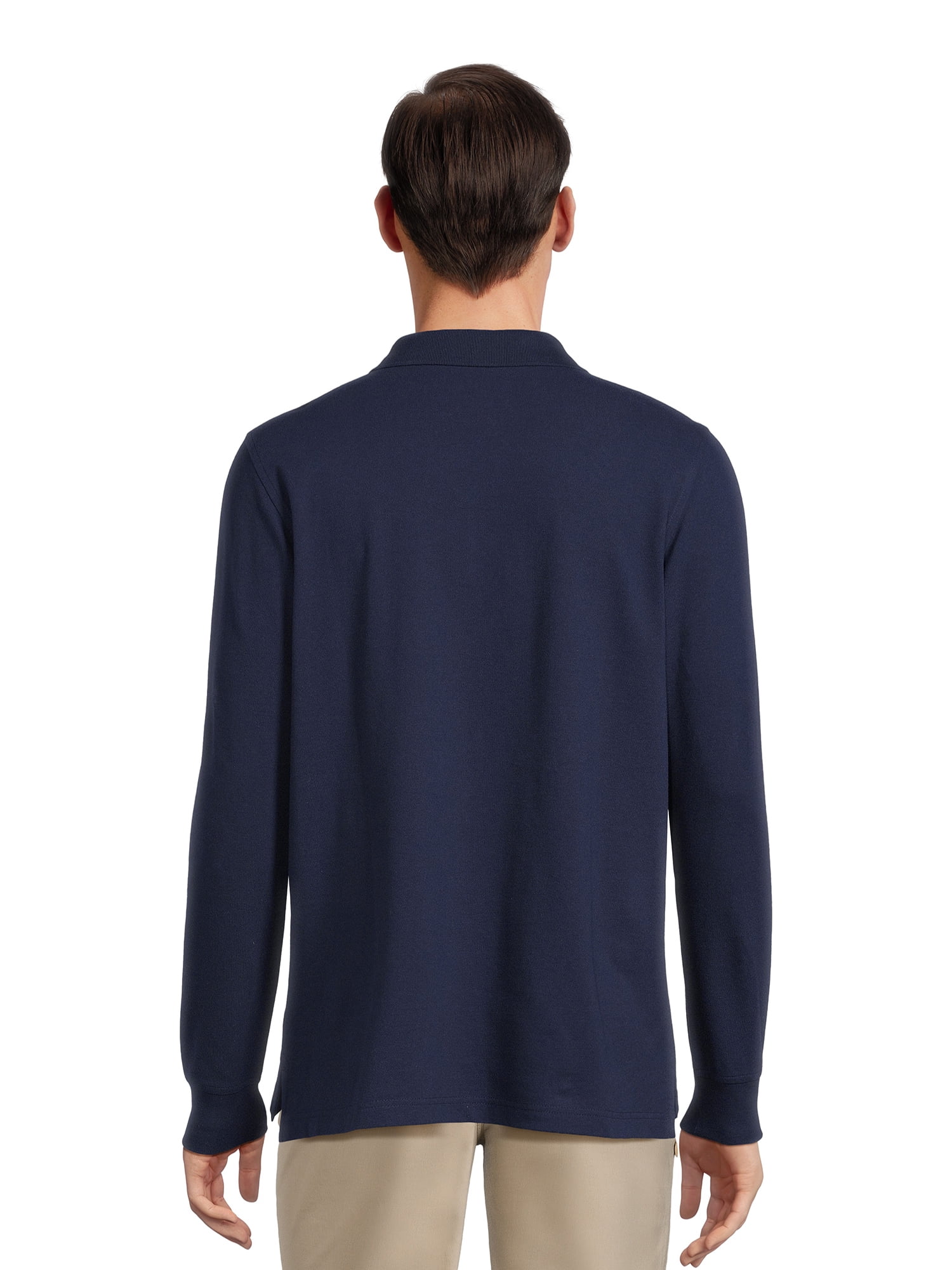 George Men's Pique Polo Shirt with Long Sleeves, Sizes S-3XL