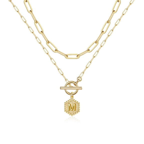 TINGN Dainty Layered Initial Necklaces for Women Paperclip Link Chain Necklace