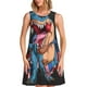 thumbnail image 1 of Fotbe Blue Dinosaur Vestido de Verano sin Mangas para Mujer – Vestido Midi Línea A, Estilo Camiseta Floral, Vestido Playero Casual y Fluido, 1 of 7