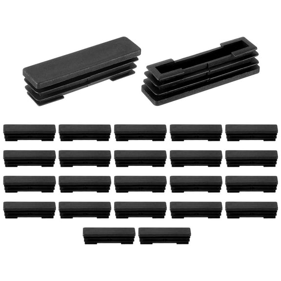 Uxcell 24 Pcs 2 3/8 x 19/32 Inch Rectangle Tubing End Caps for Metal Tubing Post Chair Leg Table Bookshelves, Black