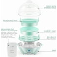 thumbnail image 4 of Elite Gourmet EGC007M# Rapid Egg Cooker, 7 Easy-To-Peel, Hard, Medium, Soft Boiled Eggs, Poacher, Omelet Maker, Auto Shut-Off, Alarm, 16-Recipe Booklet, BPA-Free, Mint, 7 Egg, 4 of 8