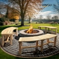 thumbnail image 4 of VINGLI Outdoor Bench Wooden Curved Bench, All-Weather Fire Pit Backless Patio Bench, 2-Person Seating Rustic Garden Bench for Backyard Porch Deck Entryway, 4 of 7