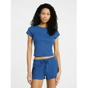 Sleep Ribbed Tee and Shorts Set, 2-Piece, Womens XXS-3X