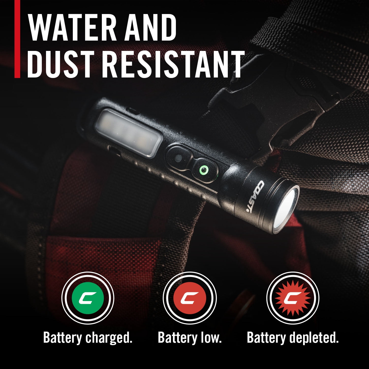 Coast KL35R 600ルーメン Coast KL35R 600 Lumen Rechargeable LED Pocket Flashlight with RED